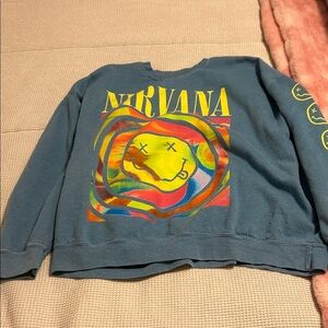 Urban Outfitters Nirvana Blue Graphic Sweatshirt